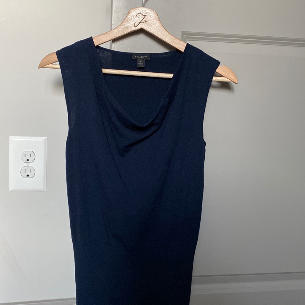 Ann Taylor Factory: Scoop-Neck, Navy Blouse